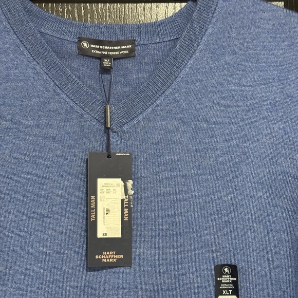 Hart Schaffner Marx Blue Extra Fine Merino Wool Vest NWT XL Tall - Picture 2 of 5